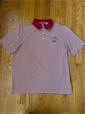 Cutter & Buck Ohio State Men's Red and White Striped Polo